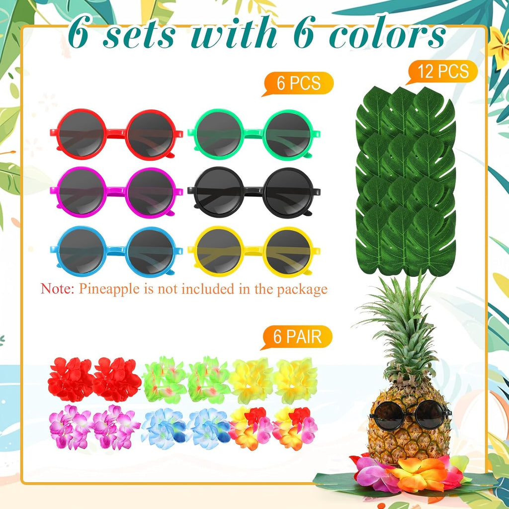 6 Sets Hawaiian Table Centerpieces Pineapple Luau Party Table Decorations Tropical Decor for Beach Summer Party