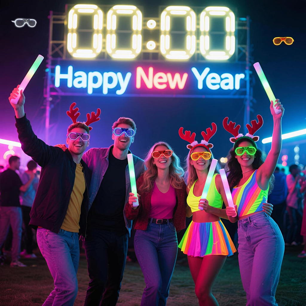 42 Packs LED Glasses 7 Neon Colors（ 2 NEW Neon Colors Added ）glow in the dark party supplies Favor for Kids Adult Glow sticks Light Up Glasses fit Holiday Birthday Valentine's Day Halloween Christmas