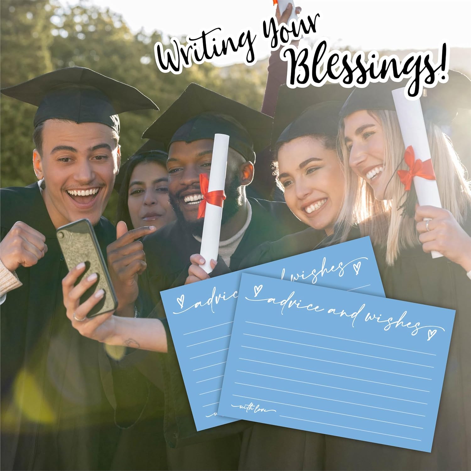 30 Advice & Wishes Cards - Sky Blue - Double Sided Fill-In Advice Cards For Bridal, Wedding, Graduate Party, Mr & Mrs, Retirement, Baby Shower, Party Favor & Supplies - B04