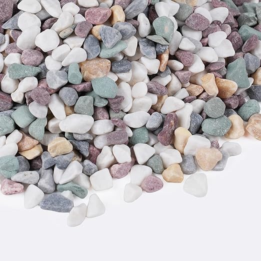 5 lbs Natural Pea Gravel Pebbles for Aquarium, Fish Tank, 3/8 inch Decorative Pebbles for Indoor Plants, Succulent, Bamboo, Vase, Drainage Rocks for Potted Plants, Top Dressing, Mixed Color-PawvioPets