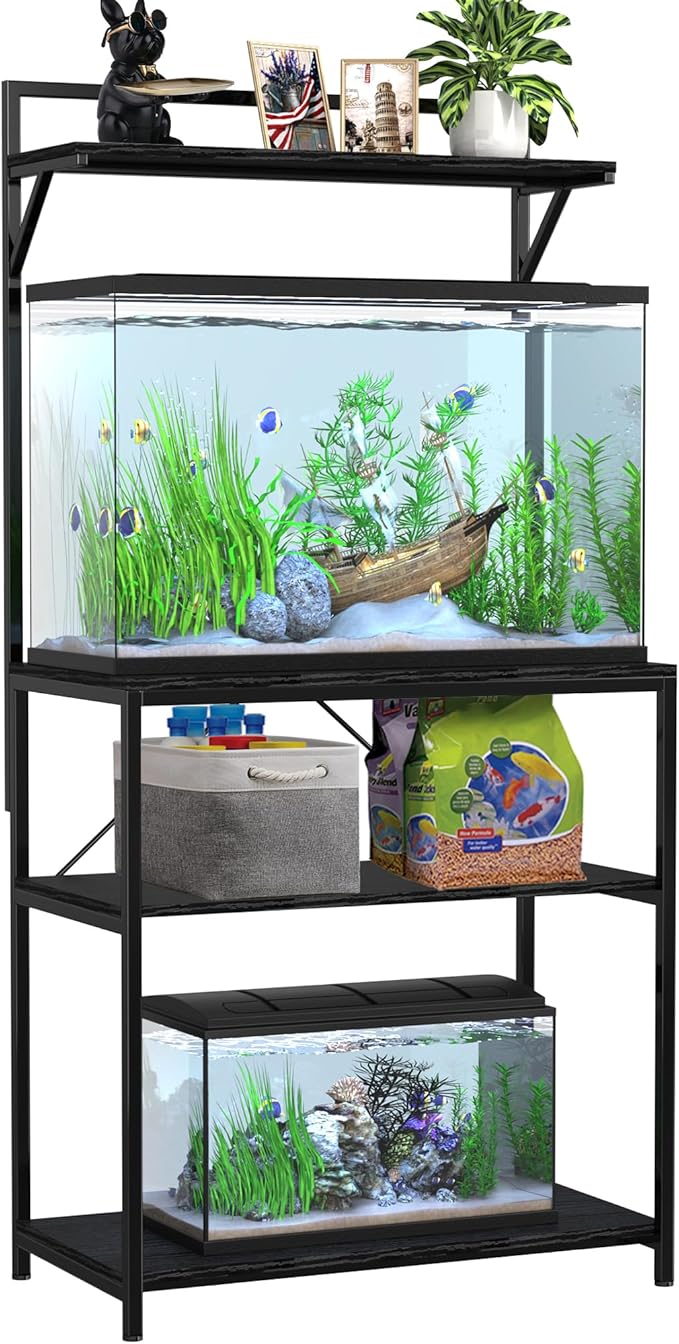 GDLF 20-29 Gallon Fish Tank Stand with Plant Shelf, Aquarium Stand with Storage Shelf for 20 Gallon Long Aquarium 30.7" x 16.53" Tabletop Fits Turtle or Reptile Terrariums-PawvioPets