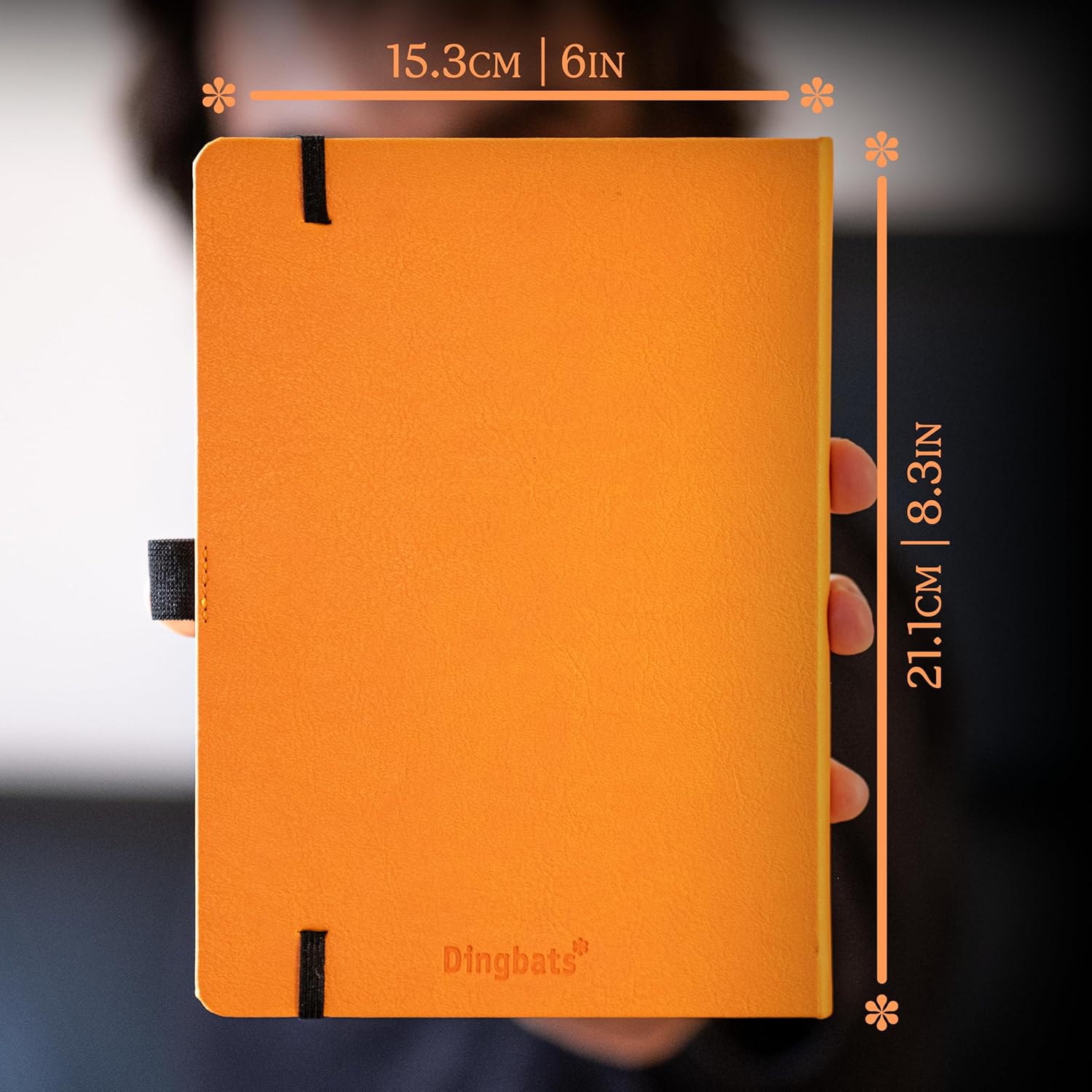 Dingbats* Earth Dotted Writing Journal Notebook A5 - Vegan Leather Hardcover - Ideal for Work, Travel - Pocket, Elastic Closure & Bookmark