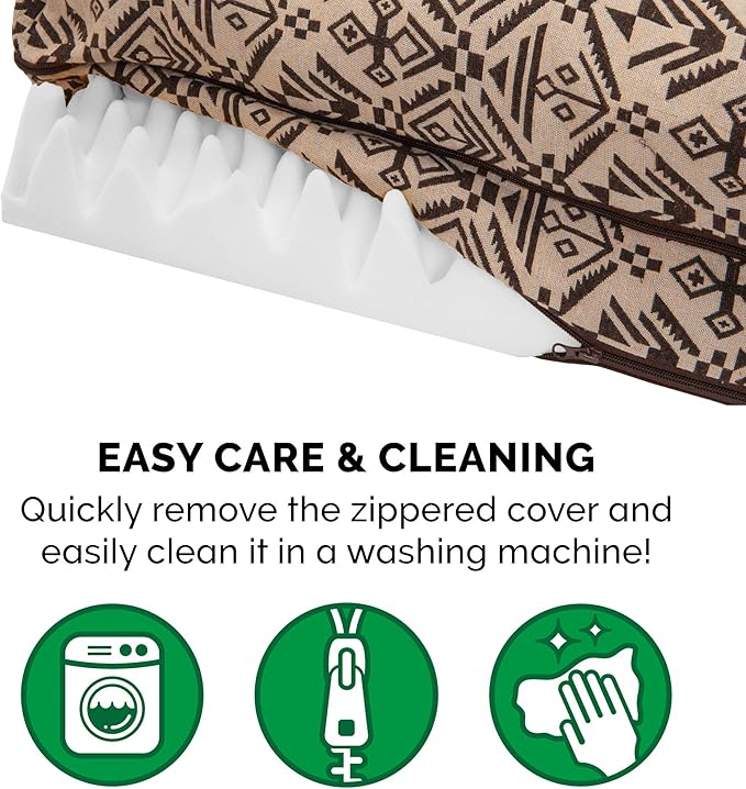 Furhaven Orthopedic Dog Bed for Large/Medium Dogs w/ Removable Bolsters & Washable Cover, For Dogs Up to 55 lbs - Plush & Southwest Kilim Woven Decor Sofa - Desert Brown, Large-PawvioPets