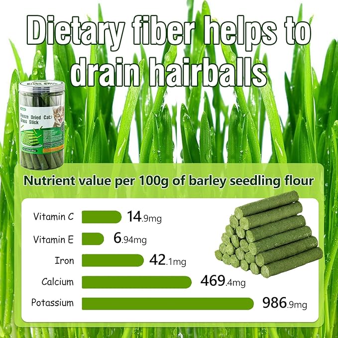 225g Cat Grass Teething Stick, Delicious Cat Treat Snack Edible Cat Chew Toy for Teeth Cleaning and Hairball Removal in Cats-PawvioPets