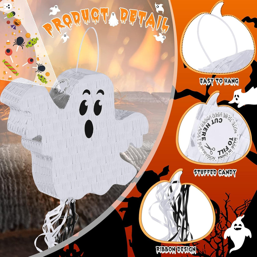 Leitee Halloween Pinatas Spooky Ghost Pinata Halloween Mexican Pinatas for Kids Boys Girls Birthday Party Carnival Festival Decor Supply, 15.8 x 11.8 x 3.2 Inch(Shock)