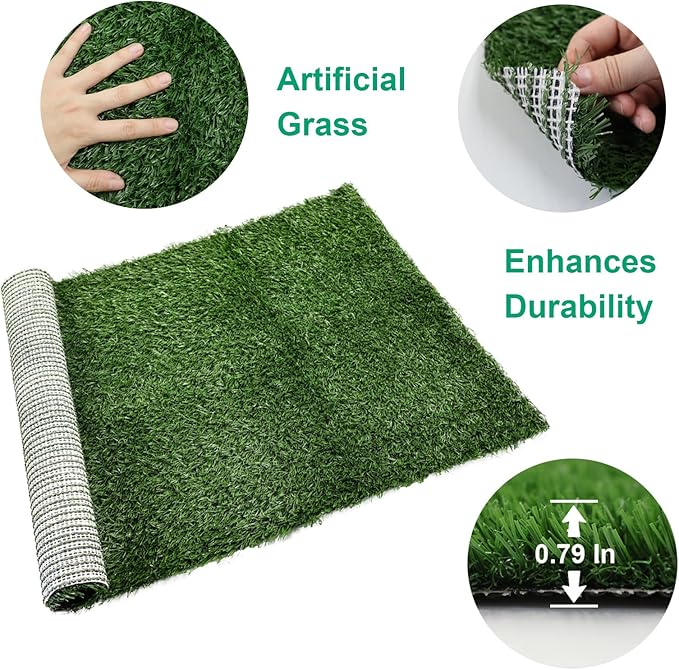 Dog Grass Mat, Synthetic Turf for Indoor/Outdoor Puppy Potty Training Durable, Drainable & Easy-Clean Pet Bathroom Mat for Small to Large Dogs Grass Only (34.6"x22.5")-PawvioPets