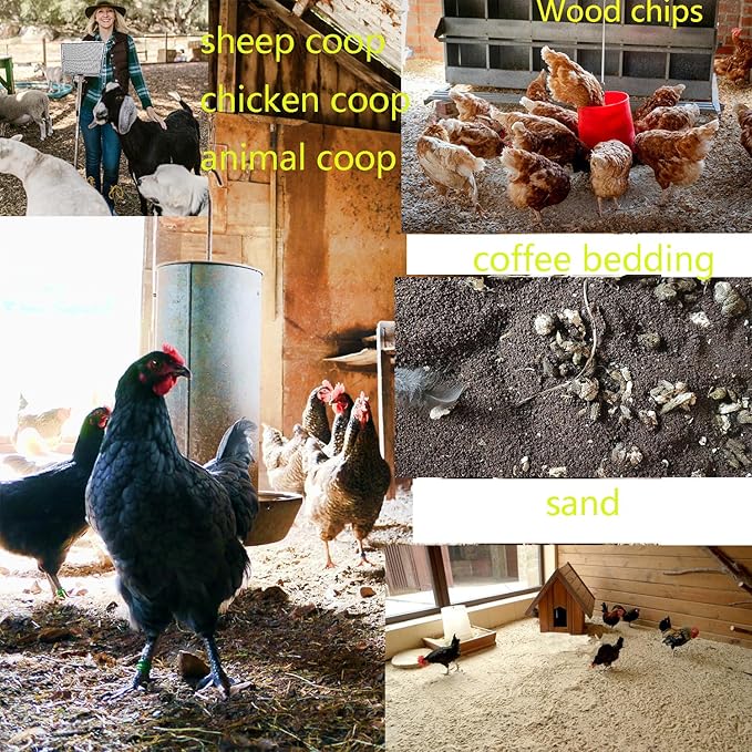 15 Inch Large Chicken coop Scoop with Ergonomic Grip Adjustable Long Handle (24-64") Chicken Poop Scooper Sifting Shovel rake Stainless Steel Metal coop Scoop (L/15 INCH)-PawvioPets