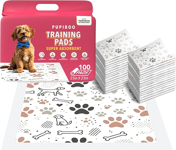Disposable Dog Training Pads – Highly Absorbent Pee Pads with Quick-Dry Gel, Leak Proof Backing, Pheromonal Attractant for Housebreaking and Indoor Potty Training – 23 x 23 in (100 Count)-PawvioPets