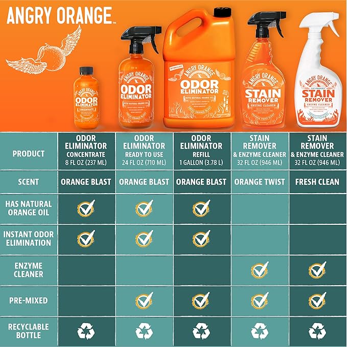 ANGRY ORANGE Pet Stain Remover for Dog Urine and Stains - Enzyme Cleaner - Citrus - Value 2 pack-PawvioPets