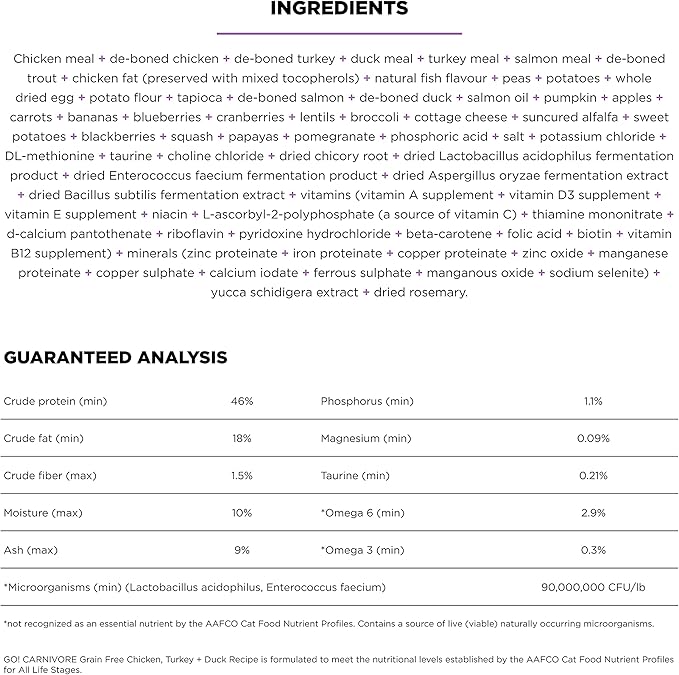 Go! Solutions Carnivore, Grain-Free, Protein Rich Dry Cat Food, Chicken, Turkey and Duck Recipe, 8 lb Bag-PawvioPets