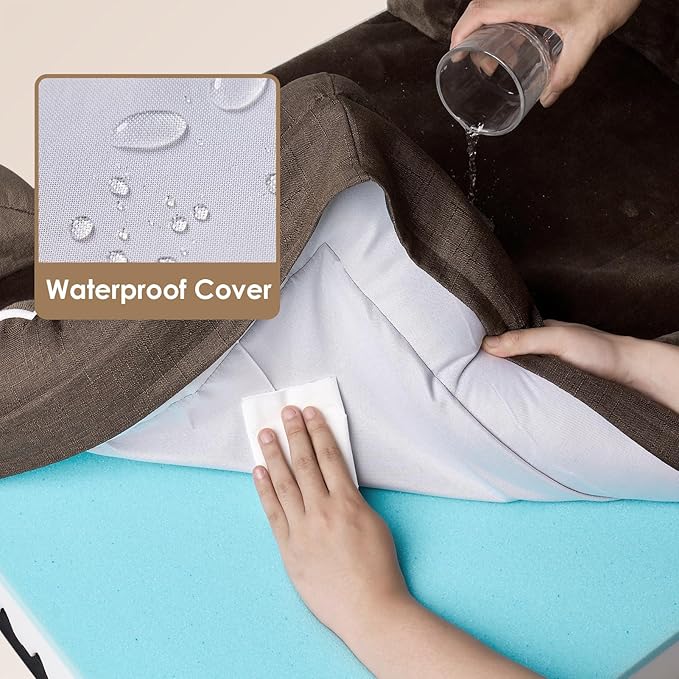 EHEYCIGA Orthopedic Dog Beds for Extra Large Dogs, Waterproof Memory Foam XXL Dog Bed with Sides, Non-Slip Bottom and Egg-Crate Foam Big Pet Couch Bed with Washable Removable Cover, Brown-PawvioPets