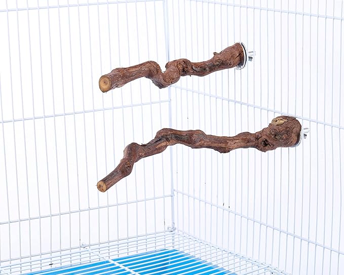 2 pcs 9.8 inch Bird Perches Stand Natural Wood Bird Perches, Birdcage Wood Stand Tree Perches for Birds Cockatiels Parrots Conures Macaws Finches(2PCS 9.8" Length)-PawvioPets