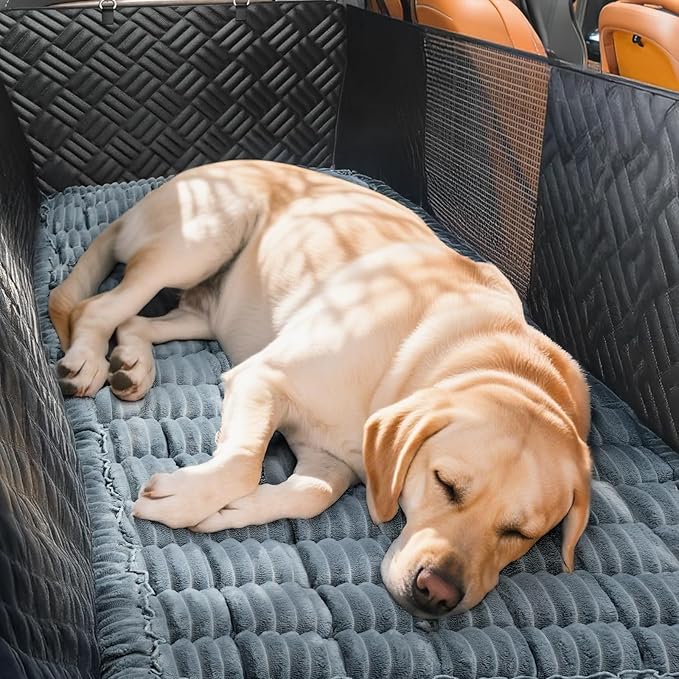 Dog Bed Mat for Car Back Seat Extenders, Washable Non-Slip Travel Cover for Back Seat - 24.8"x54", Grey-PawvioPets