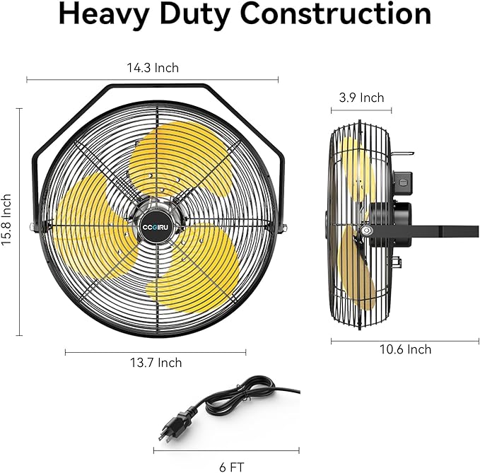 2800 CFM 12" Industrial Wall Mount Fan with 2 Pack, High Velocity 3-Speed Metal Wall Mounted Fan with powerful Motor Covered Patio, Greenhouse, Gazebo, UL Listed-PawvioPets