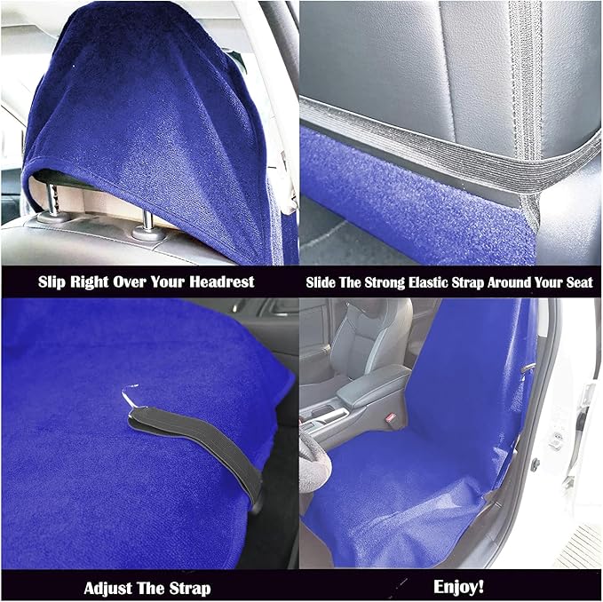 Car Seat Cover Protector Front Seats,for Gym Workout,Running,Swimming,Beach and Hiking,Waterproof Sweat Towel Bucket Seat Covers for Cars SUV Trucks (Blue, 1Pcs)-PawvioPets
