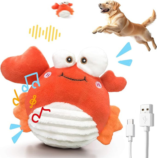 Crab Interactive Dog Toys – Rechargeable Self-Play Toy with Motion-Activated Ball & Music Recording Modes for Small, Medium & Large Dogs, Moving Dog Toy to Keep Them Busy-PawvioPets