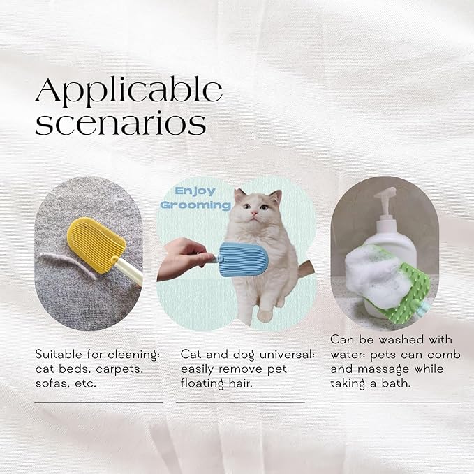 Cat Brush for Shedding,Cat Brushes for Indoor cats,Soft Comb, Short or Long Haired Cats,Pet Grooming,Bath and Massage Brush(3 pcs)-PawvioPets