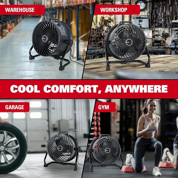 16 Inch High Velocity Industrial Fan Portable Heavy Duty Drum Metal Shop Fan with 3-Speed 360° Tilting, Floor Fans for Warehouse Workshop Garage, ETL Listed, EMF101618D-PawvioPets