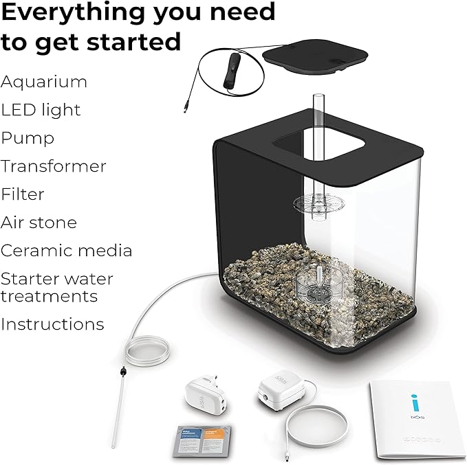 biOrb Flow 30 Acrylic 8-Gallon Aquarium with White LED Lights Modern Tank for Tabletop Display, Black-PawvioPets