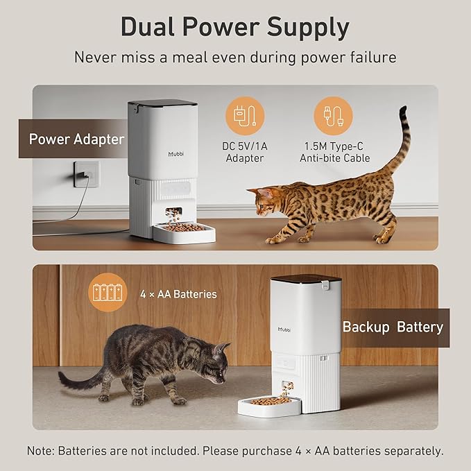 7L/29 Cups Automatic Dog Feeder, 5G WiFi Auto Cat Feeder with Desiccant Bag, Cat Food Dispenser, App Remote Feeding, Stainless Steel Bowl, Dual Power Supply, Ideal for 2-15mm Dry Food-PawvioPets