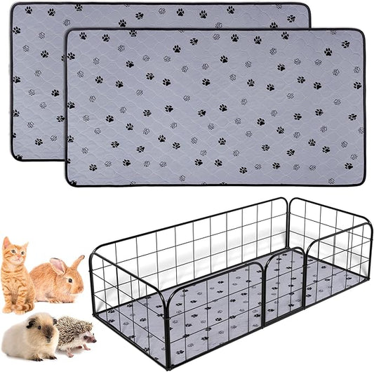 Fostanfly Non-Slip Washable Pee Pads for Dogs, 2 Pack 24"x47" Guinea Pig Cage Liner Ultra-Absorbent and Leak-Proof for Small Animal Guinea Pigs Rabbit Bunny Hamster-PawvioPets