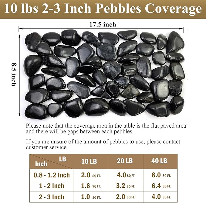 5 lbs Black River Rocks - 2-3 inch Pebbles for Plants, Indoor & Outdoor. Decorative Stones for Planters, Vases, Aquariums & Gardens-PawvioPets