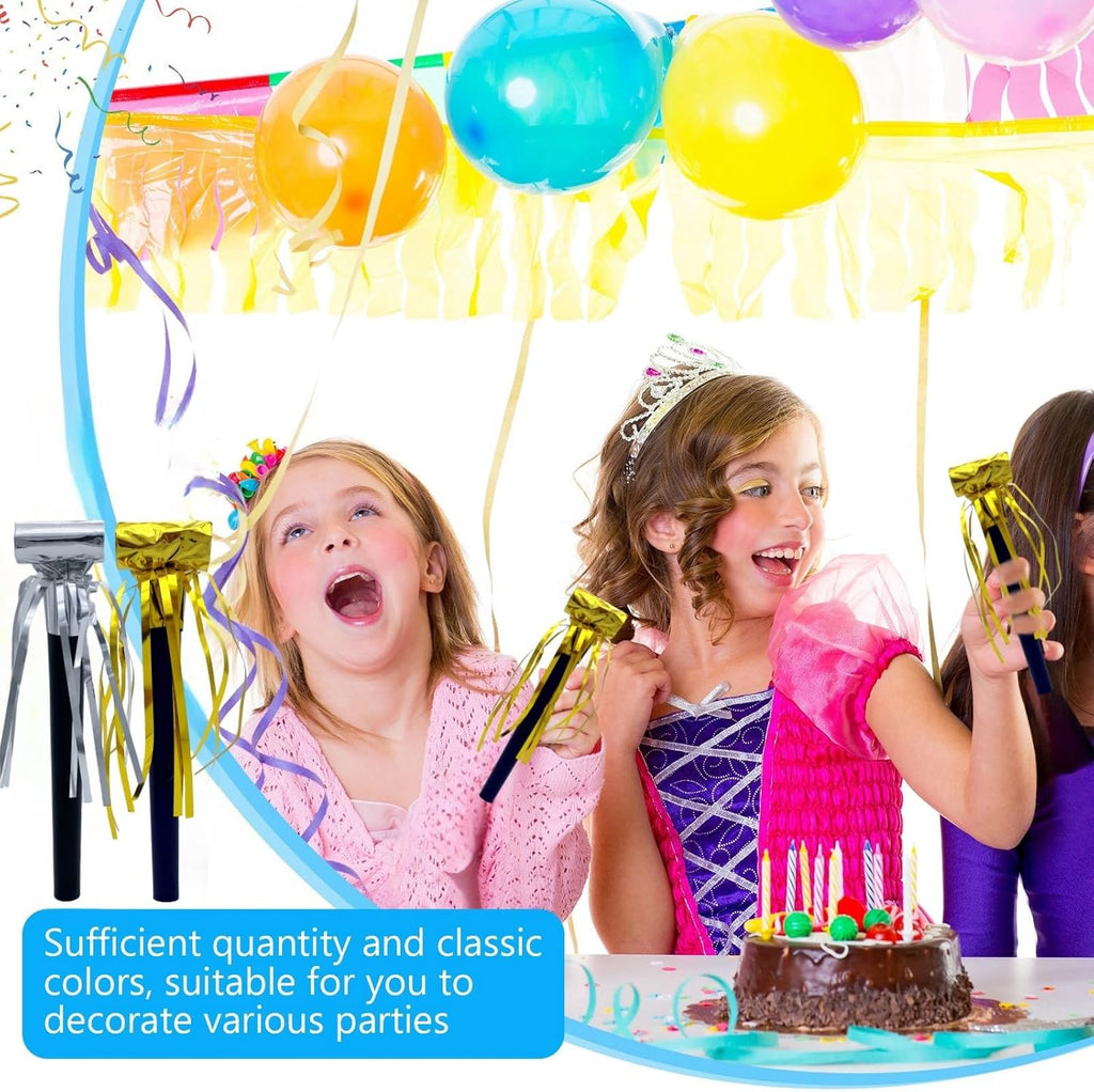 48 Pieces Party Squawkers Christmas Party Blowers Noise Makers for New Year Party Favor Supplies, Silver, Gold