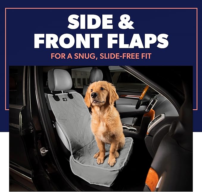 Active Pets Dog Car Seat Cover, Waterproof Front Seat Protector for SUV Truck Sedan, Pet Safety Travel Comfort System with Universal Fit, Grey-PawvioPets