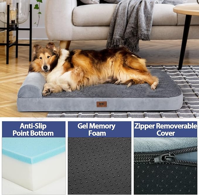 Bark Alley Jumbo Memory Foam Orthopedic Bed - Waterproof Washable Cover, Perfect for Medium, Large, and Extra Large Dogs, Sofa and Couch-PawvioPets