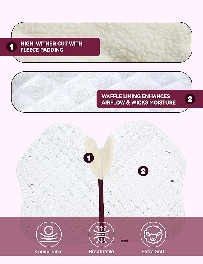 Close Contact Non-Slip Design Horse Riding Pad Moisture-Wicking Shock Absorbing English Saddle Pad for Horses-PawvioPets