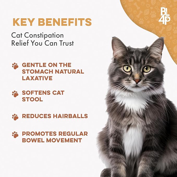 Cat Laxative Constipation Relief, Natural Cat Stool Softener Remedy for Irregular Bowel Movements Without Feline Diarrhea, Supports Feline Digestion & Gas Pain Relief, 400 Odorless, Tasteless Pills-PawvioPets