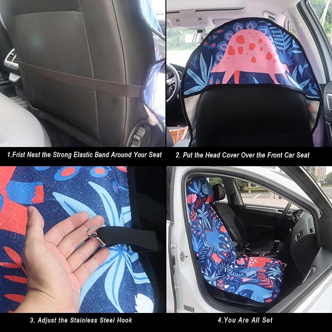 Car Seat Cover Protector Front Seats,for Gym Workout,Running,Swimming,Beach and Hiking,Waterproof Sweat Towel Bucket Seat Covers for Cars SUV Trucks (Dinosaur, 2Pcs)-PawvioPets