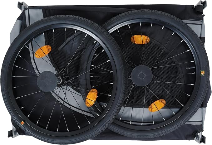 Blue-Grey Large Folding Bike Trailer for Dogs – Heavy-Duty Steel Frame, 66LB Capacity Pet Carrier for All-Terrain Cycling, Jogging & Camping Adventures!-PawvioPets