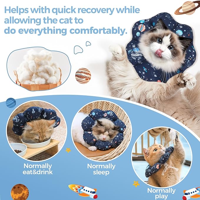 ComSaf Cat Cone Collar Soft, Protective Adjustable Cat Cones to Stop Licking After Surgery, Comfortable Lightweight Elizabethan Collar for Kitten Prevent from Licking Wounds, Not Block Vision-PawvioPets