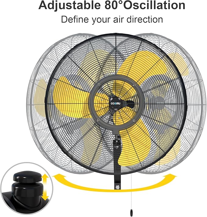 9600 CFM 30" Outdoor Wall Mount Misting Fans, High Velocity 3-Speed Waterproof Professional Oscillating Wall Fan, Heavy Duty Industrial Fan for Commercial, Garage, Warehouse, UL Listed-PawvioPets