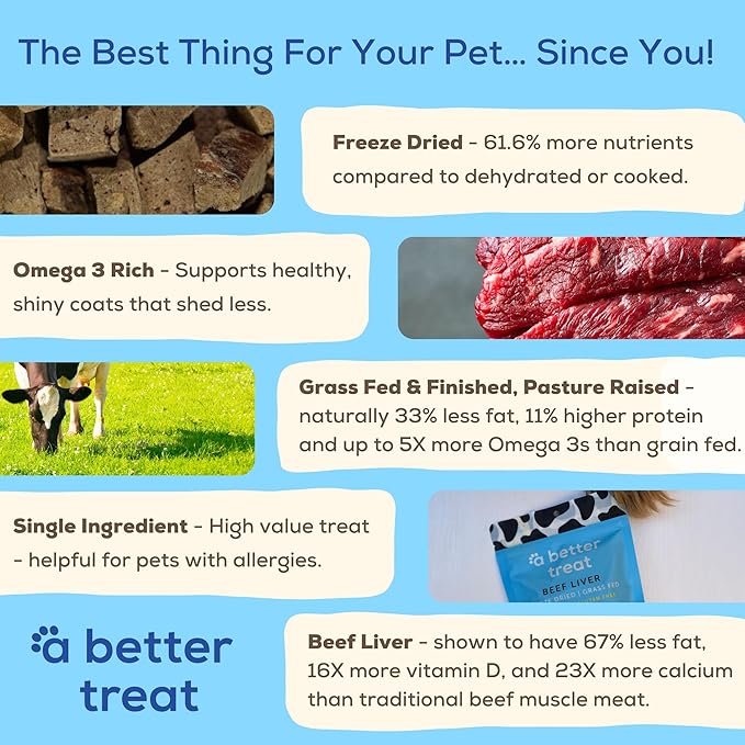 A Better Treat – Organic, Freeze Dried, Single Ingredient, 100% Grass Fed & Finished, Pasture Raised Beef Liver Dog Treats, Cat Treats | Natural Healthy | High Protein, Diabetic Friendly | Made in USA-PawvioPets