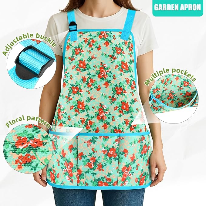 Garden Tools Set WANCHI 10 Piece Heavy Duty Floral Garden Tool Set Gardening Gifts for Women Men Birthday Rust-Proof Aluminum Garden Hand Tools Gardening Kit with Tote Bag Apron Glove-PawvioPets