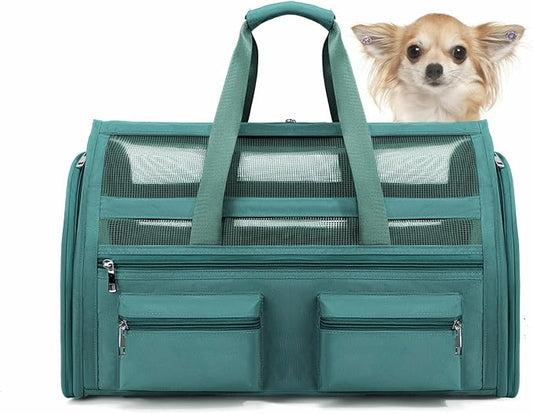 Cat Carrier Bag,Soft Sided Ventilated Pet Carrier for Small Dog Airline Approved Travel Puppy Carrier with Breathable Mesh, Foldable Portable for Outdoor Car-PawvioPets