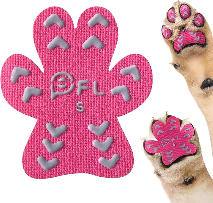 Anti-Slip Dog Paw Protector Pads for Senior Dogs, Dog Paw Pink Stickers with Strong Traction on Hardwood Floor, Dog Essentials,12sets(48pcs) S(4-10lbs)-PawvioPets