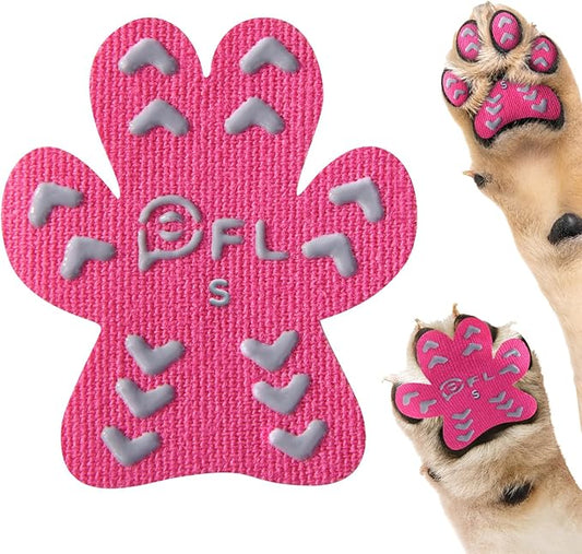 Anti-Slip Dog Paw Protector Pads for Senior Dogs, Dog Paw Pink Stickers with Strong Traction on Hardwood Floor, Dog Essentials,12sets(48pcs) S(4-10lbs)-PawvioPets