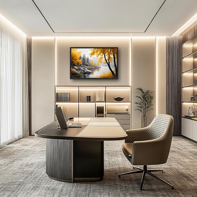 Framed Large Tree Wall Art for Living Room, Oversized Zen Trees Wall Decor, Black and Golden Forest Canvas Pictures Home Decoration for Living Room Bedroom Office 36"x24"-PawvioPets