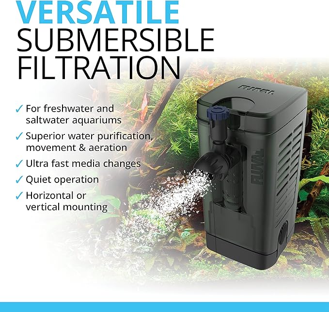 Fluval U1 Underwater Filter, Freshwater and Saltwater Aquarium Filter, A465, Black-PawvioPets