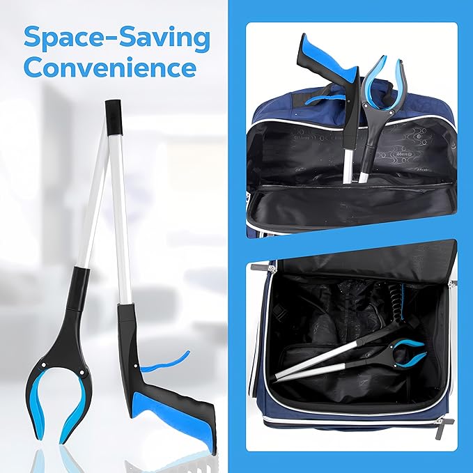 Grabber Reacher Tool - 32” Extra Long Foldable Gripper and Reaching Tool - Heavy Duty Pick Up Stick Grabbers for Seniors, Trash, Surgery Recovery Must Haves Gifts (Blue)-PawvioPets