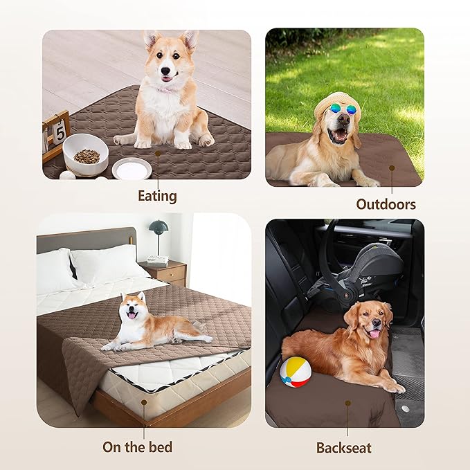 gogobunny 100% Double-Sided Waterproof Dog Bed Cover Pet Blanket Sofa Couch Furniture Protector for Puppy Large Dog Cat, Reversible (30x90 Inch (Pack of 1), Dark Chocolate/Light Chocolate)-PawvioPets