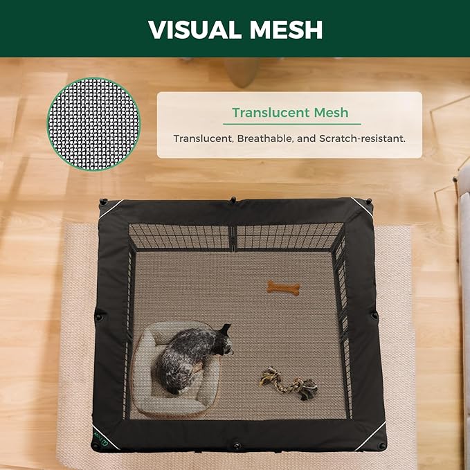 FXW Homeplus Unleashed Indoor Dog Playpen - Stress-Free and Safe Play, Heavy Duty 40 Inch 8 Wire Panels with Playpen Cover for Medium and Large Dogs, Black│Patented-PawvioPets