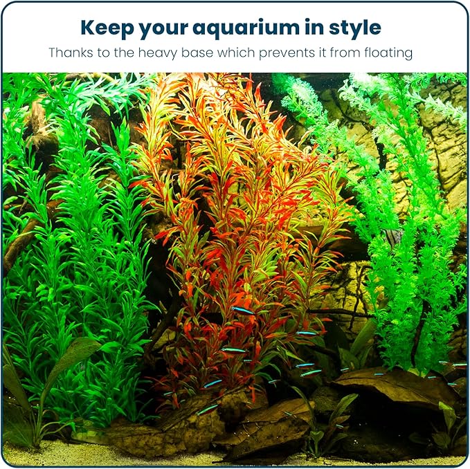 3PCS Artificial Aquarium Plants Set Extra Large - Big Natural Looking Plastic Decoration for Fish, Axolotl and Turtle Tanks – Tall Realistic Tank, Swamp and Pond Fake Plant Decorations.-PawvioPets