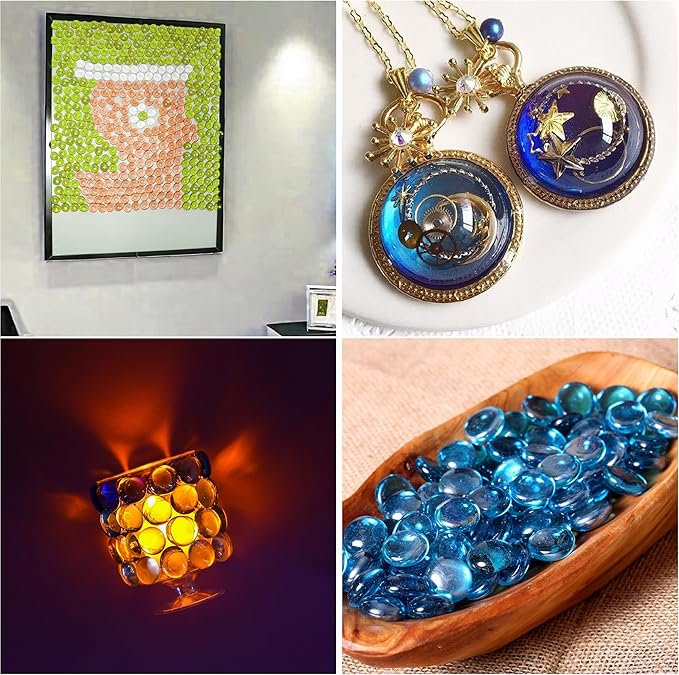 Glass Marbles, 0.97 LB Transparent and Smooth Flat Glass Beads for Vases, Mosaic Gem Pebbles for Aquarium Decor, Floral Arrangements, Mancala Stones, Vase Filler and Crafts, Pink-PawvioPets