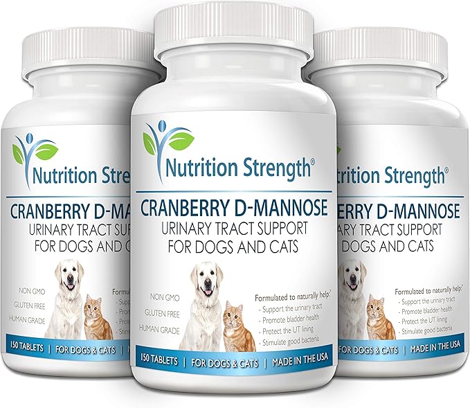 Cranberry D-Mannose for Dogs, Support for Bladder & UTI, Pet Urinary Tract + Immune Health Supplement, Cranberry for Dogs with D-Mannose & Vitamin C, 150 Chewable Tablets-PawvioPets