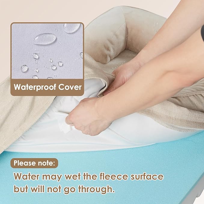 EHEYCIGA Orthopedic XL Dog Beds, Waterproof Memory Foam Dog Bed for Extra Large Dogs, Non-Slip Bottom and Egg-Crate Foam Big Pet Couch Bed with Washable Removable Cover, Beige-PawvioPets
