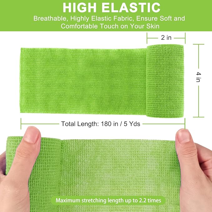 24 Pack Self Adhesive Bandage Wrap, 4” x 5 Yards Elastic Cohesive Bandage Wrap Self Adherent Medical Tape for Sports, Ankle, Wrist Sprains, Pet First Aid, Vet Wrap-PawvioPets